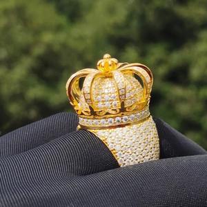 Anillos de Hip-Hop con Incrustaciones de Diamantes, Anillos de Plata de Ley S925 con Corona de Rey, Anillo de Moissanita VVS, Pasa la Prueba del Diamante - Product Image 4