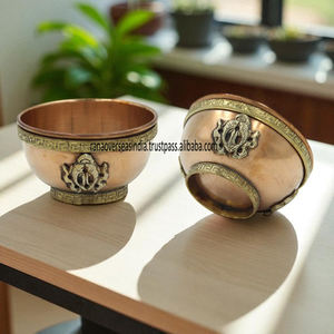 Cuenco Decorativo de Cobre Ecológico de Lujo con Borde Tibetano Tradicional para Ofrendas Aromáticas, Rituales de Sahumerio e Incienso - Product Image 6