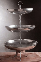 Support de gâteau de coulée d'aluminium chaud de qualité supérieure à 3 niveaux avec assiettes à gâteau décoratives en marbre nouveauté 2024 lancement support de gâteau de Style chaud