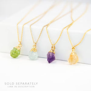 Pendientes de Hilo con Amatista Natural, Piedra de Nacimiento, 10mm-12mm, Delicados, Chapado en Oro, Diseño Elegante y Moderno, Unisex, para Bodas y Fiestas - Product Image 3