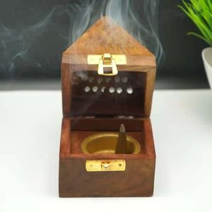 Natural Wooden Bakhoor Burner Home Decor Arabic Mubkhar Agate Bukhoor <strong>Incense</strong> <strong>Holder</strong> Indian Art <strong>Aromatherapy</strong> <strong>Diffuser</strong> - Product Image 4