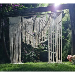 Arche de mariage en macramé faite à la main, décoration murale et à suspendre à la porte, toile de fond de mariage unique en macramé - Product Image 1