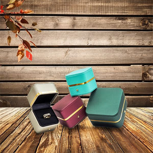 Gold Ring <strong>Box</strong> Leather <strong>Jewelry</strong> <strong>Box</strong> Velvet with Gold Trim Border for Bracelet Necklace Pendant <strong>Jewelry</strong> Sets - Product Image 1