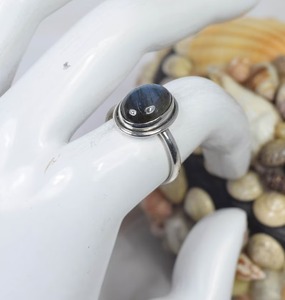 925 Sterling Silver Fine Boho Chic Dainty Vintage Style Natural Blue <b>Labradorite</b> Bezel Setting Hook Shape Engagement <b>Ring</b> - Product Image 3