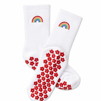 Chaussettes antidérapantes brodées en tissu éponge double face pour Pilates, personnalisables par le fabricant