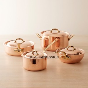 Ensemble le plus vendu de 3 Texture martelée cuivre finition Antique Ruffoni Designer fournitures de casserole de stockage de nourriture en métal robuste - Product Image 6