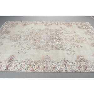 6,6x9,<b>9</b> ft Vintage Rug, Turkish Large Rug, White Striped Wool Rug - Product Image 2