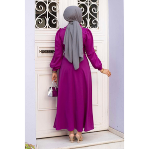 Robe Hijab Col Chemise Pourpre - Product Image 2