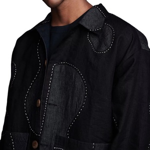 Retro Trendy High Street Eco-Friendly Windproof Breathable Patched Button Denim Bomber <b>Jacket</b> for <b>Men</b> Spring Autumn Winter - Product Image 3