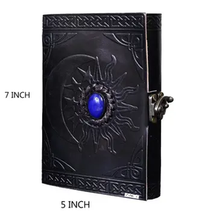 Leather Journal with Unlined Pages - Sun & <b>Moon</b> Leather Bound Writing Journal for Women & Men (5x7 Inch)Lined Journals for Women - Product Image 3