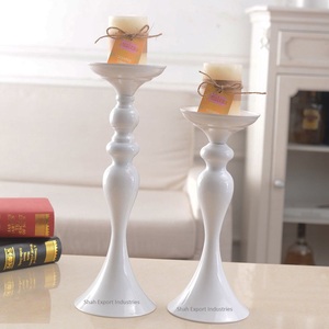 Set of 3 <b>White</b> Coated Metal <b>Pillar</b> <b>Candle</b> Holders for Home Christmas Decor Wedding Event Party Tabletop Decoration Flower Stand - Product Image 2