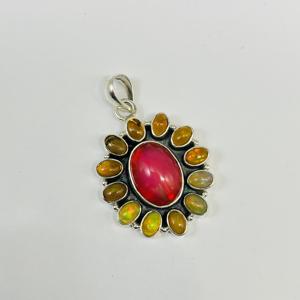 Colgante de ópalo de fuego de Plata de Ley 925, hermoso colgante de moda con anillos de plata 925, abalorios de ópalo natural, joyería - Product Image 2