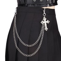 Nouvelle chaîne de pantalon punk en métal tendance, chaîne de taille hip-hop, pendentif croix, chaîne de jean pour hommes et femmes, accessoires cadeaux