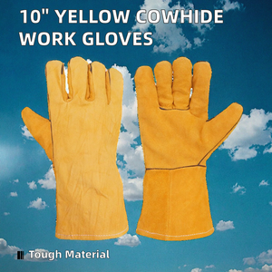 Guantes de Trabajo de Cuero Vacuno Amarillo de Alta Calidad de 10 Pulgadas para Hombre, Guantes de Cuero Vacuno para Autobús, Camión, Jardinería, Construcción, para Seguridad - Product Image 2