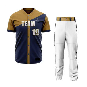 Ensemble d'uniformes de baseball personnalisés en gros, disponible en couleurs personnalisées avec un matériau respirant pour les équipes de jeunes et d'adultes - Product Image 1
