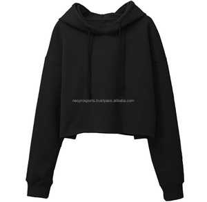 Sweat-shirt à capuche court unisexe tendance à manches longues, pull décontracté en molleton doux, coupe oversize, idéal pour la gym et l'entraînement - Product Image 6