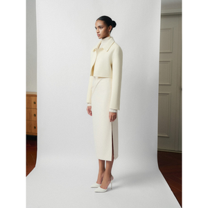 Recién llegado, faldas para mujer con detalles plisados, falda Midi drapeada Erin, conjuntos de tela ecológica para mujer, marca local Whiteant - Product Image 1