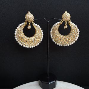 Style indien traditionnel fait à la main vraie perle Jadau Chandbali boucles d'oreilles à la mode haute qualité bijoux boucles d'oreilles pour les femmes - Product Image 2