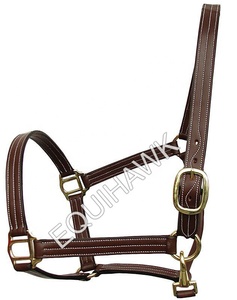 Accessoire de bride occidentale de style anglais de qualité supérieure licou de cheval en cuir souple avec raccords en laiton cousus fantaisie - Product Image 3
