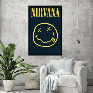 Nirvana <b>Poster</b> Black <b>Frame</b> Wall Decor Paper Material - Product Image 1