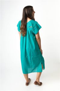 Vestido de verano de manga corta con bordado Floral, cuello redondo - Product Image 2