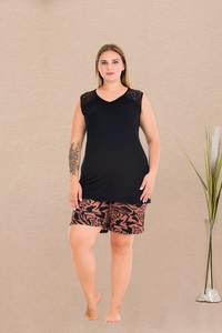 Conjunto de Pijama para Mujer Talla Grande, Camiseta de Manga Corta y Pantalones Cortos, Ropa de Dormir Cómoda de Talla Grande, Ropa para el Hogar - Product Image 3