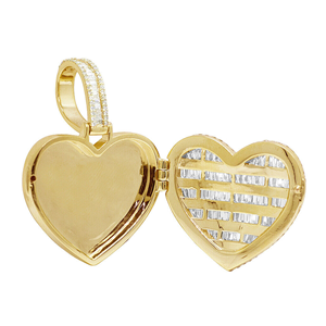 Coeur Diamant pendentif Baguette Diamant Argent Hip Hop 925 Sterling Haute Qualité Personnalisé Glacé Pendentif - Product Image 3