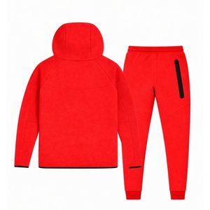 Ensemble de survêtement pour homme, veste à capuche zippée et pantalon de jogging en polaire technique, rouge, vêtements de sport pour l'entraînement - Product Image 2