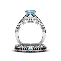 Anillo de Compromiso de Plata de Ley 925 con Topacio Azul Atractivo, Joyería del Fabricante en Línea India Alibaba 2026 Distribuidor Regular