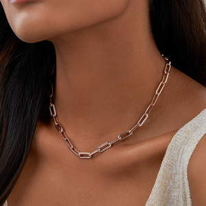 Tuyệt đẹp kim cương giọng kẹp giấy liên kết vòng cổ IGI vvs phòng thí nghiệm phát triển 14k vàng handmade hình chữ nhật liên kết chuỗi cho phụ nữ-ds0307 - Product Image 3