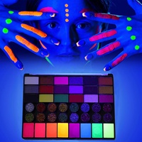 42 warna Matte Glitter UV Neon Tubuh Makeup palet tahan air berbasis air lukisan wajah Kit untuk anak-anak pesta Halloween