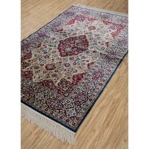 Tapis en soie viscose noués à la main Gulmarg Ivory Pae-4769 pour usage domestique - pour salon, couloir, motifs rectangulaires abstraits à médaillon - Product Image 2
