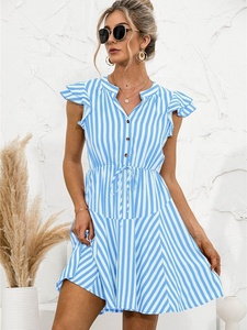 Robe décontractée multicolore à col en V et manches courtes, patchwork floral, écologique, respirante, coupe évasée, nouvelle mode d'été, grandes tailles - Product Image 5