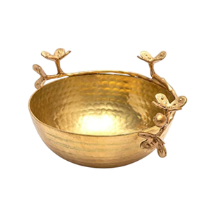 Cuenco de metal plateado hecho a mano con diseño de hoja Botánica para servir frutas secas y aperitivos acento de decoración del hogar - Product Image 2