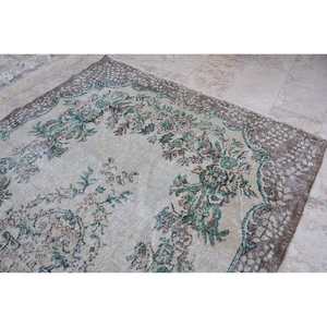 Tapis Turc Vintage Beige Vert 5.4 X 10.3ft Classique Grande Surface Laine Latex Support Rectangle Patchwork pour Couloir pour Chambres - Product Image 4