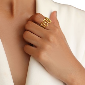 Anillos de dedo de latón abiertos ajustables Unisex grabado intrincado dedo abierto regalo de boda joyería de moda con agua dulce - Product Image 2