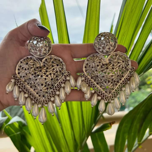 Boucles d'oreilles afghanes traditionnelles vintage Couleurs personnalisées tendance Argent antique plaqué Motif floral Cadeau de fête de Noël en acier inoxydable - Product Image 5