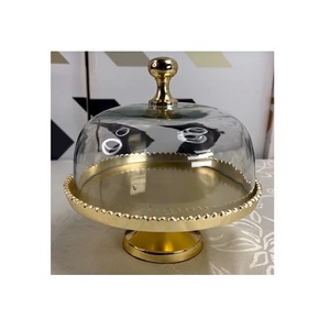 Serveur de gâteau en bois avec couvercle en verre et bouton en bois Serveur de dessert de forme ronde de qualité supérieure au prix le plus bas - Product Image 4