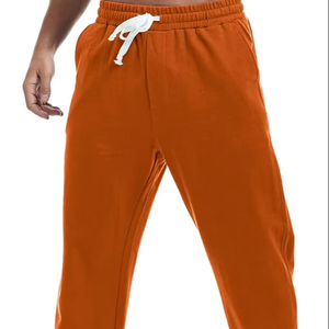 กางเกงกีฬาผ้าฝ้ายน้ำหนักเบาสำหรับผู้ชายกางเกงวิ่งแบบลำลองขาตรงเปิดด้านล่างมีกระเป๋าสำหรับใส่วิ่งปานกลางพื้นเรียบ - Product Image 1