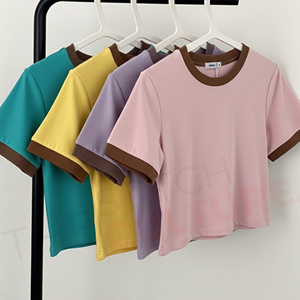 Camiseta Corta de Algodón Premium con Ombligo Descubierto al por Mayor, Camiseta Corta para Mujer, Ropa de Calle Personalizada, Camisetas Casuales para Mujer - Product Image 1