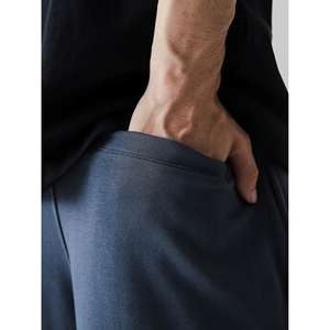 Pantalon cargo à taille élastique avec logo personnalisable, coupe droite, tendance, ajusté, délavé coloré, plissé décoratif, XL, bleu ardoise - Product Image 3