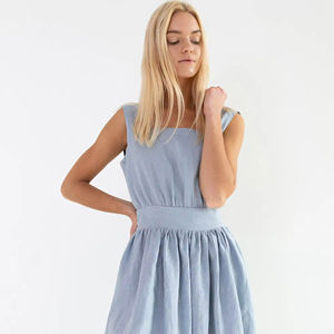 Mini Vestido corto de lino ajustado con busto estampado liso blanco, producto de alto acabado de la mejor calidad, vestido Midi de una pieza para mujer y Niña - Product Image 1