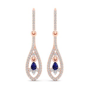 REYES Venta Directa de Fábrica, Pendientes Colgantes de Plata de Ley 925 con Moissanita VVS y Zafiro Azul para Mujer - Product Image 1