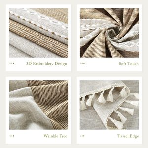 Nappe brodée pour table à manger, Nappes rectangulaires en coton lin résistantes à la poussière et à la saleté, OEM - Product Image 5