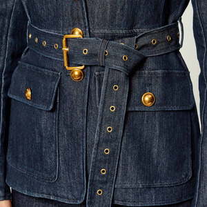 Blazer Vaquero Elegante para Mujer 2025/2026, Corte Entallado, Cinturón, Detalles de Botones Dorados, Algodón Ecológico, Transpirable, Estilo Chic Moderno - Product Image 6