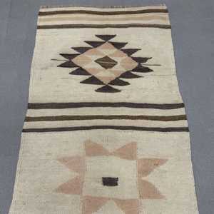 2.8x11 ft Vintage Turkish Rug, Runner Rug, Kilim <b>Brown</b> <b>Wool</b> Rug - Product Image 5