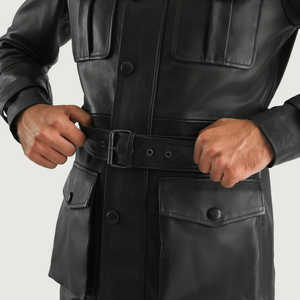 Chaqueta de invierno para hombre de diseño superior con cuello levantado manga completa 100% cuero de alta calidad personalizable precio razonable - Product Image 3