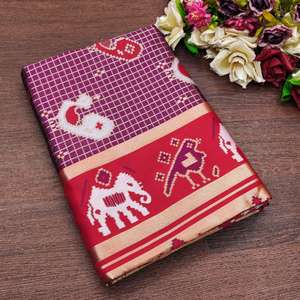 HERMOSO RICO PALLU LICHI SEDA JACQUARD TRABAJO SAREE - Product Image 1