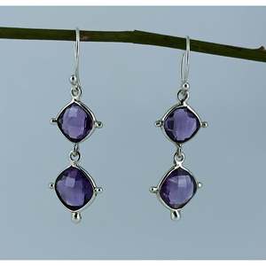 Handmade Boho Amethyst Sterling Silver Dangle Earrings Cute Purple Gemstone Birthday Anniversary Christmas Gift for Her - Product Image 6