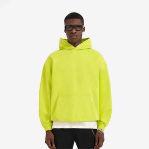 Sweat-shirts à capuche en polaire chaud de haute qualité 100% coton vert néon, vente en gros, strass personnalisés, streetwear, hip-hop, pour hommes, 100% - Product Image 2